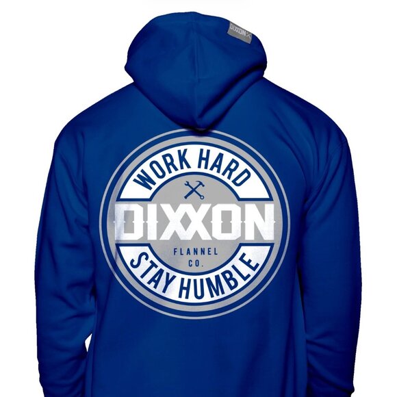 Dixxon Flannel Company: Gray Corpo Zip Up Hoodie, Blue, Men's LARGE, inc Bag/Tag - Picture 2 of 5